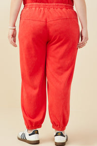 HY9359W Black Plus Washed Paneled Knit Joggers Side