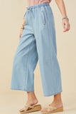 HY9360 Denim Womens Wide Leg Drawstring Waist Denim Pants Gif