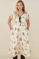 HY9376 Champagne Womens Contrast Piping Tied Smock Waist Satin Dress Gif