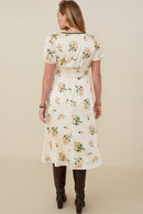 HY9376 Champagne Womens Contrast Piping Tied Smock Waist Satin Dress Detail