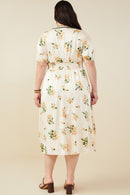 HY9376W Champagne Plus Contrast Piping Tied Smock Waist Satin Dress Front