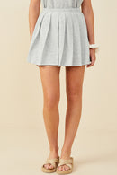 HY9405 Heather Grey Womens French Terry Elastic Waist Pleated Knit Skirt Front