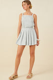 HY9405 Heather Grey Womens French Terry Elastic Waist Pleated Knit Skirt Gif