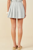 HY9405 Heather Grey Womens French Terry Elastic Waist Pleated Knit Skirt Side