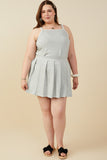 HY9405W Heather Grey Plus French Terry Elastic Waist Pleated Knit Skirt Side