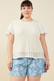 HY9412W Taupe Plus Mix Media Patterned Knit Top Front