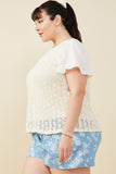 HY9412W Taupe Plus Mix Media Patterned Knit Top Gif