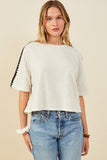 Contrast Stitch Detail Drop Shoulder Knit Top