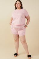 HY9453 Mauve Womens Bow Embroidered French Terry Knit Top Back