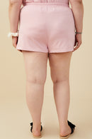 HY9454W Mauve Plus Bow Embroidered French Terry Boxer Shorts Gif