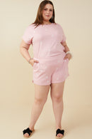 HY9454W Mauve Plus Bow Embroidered French Terry Boxer Shorts Side