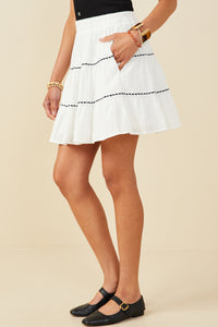 HY9509 Off White Womens Crochet Ribbon Trimmed Textured Skirt Gif