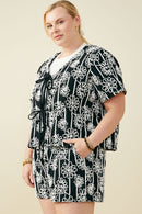 HY9572W Black Plus Daisy Embroidered Tie Closure Top Gif