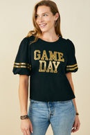 HY9580 Off White Womens Gameday Varsity Stripe T Shirt Front
