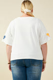 HY9583 Orange Womens Gameday Team Color Sequin Bow Patched T Shirt Full Body