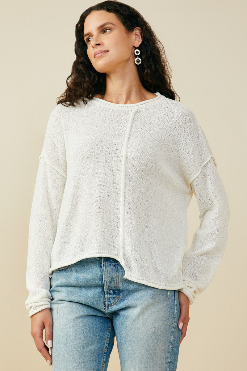 Stitch Detail Asymmetric Sweater Top