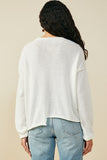 HY9627 Grey Womens Stitch Detail Asymmetric Sweater Top Full Body
