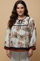 Soft Floral Piping And Border Detail Top