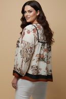 Soft Floral Piping And Border Detail Top