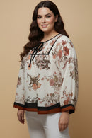 Soft Floral Piping And Border Detail Top