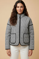 Gingham Print Quilted Padded Jacket