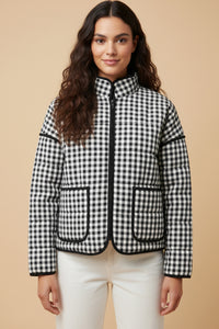 Gingham Print Quilted Padded Jacket