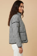Gingham Print Quilted Padded Jacket