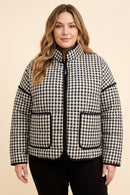 Gingham Print Quilted Padded Jacket