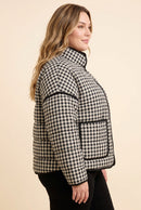 Gingham Print Quilted Padded Jacket