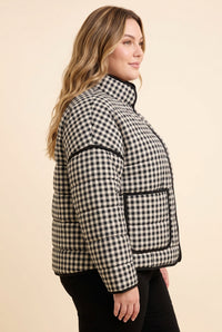 Gingham Print Quilted Padded Jacket