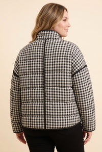 Gingham Print Quilted Padded Jacket