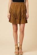 Studs And Fringe Detailed Suede Skirt
