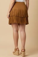 Studs And Fringe Detailed Suede Skirt