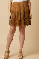 Studs And Fringe Detailed Suede Skirt