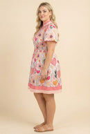 Floral Print Contrast Banded Poplin Dress
