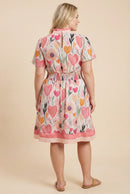 Floral Print Contrast Banded Poplin Dress