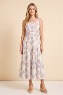 Contrast Piped Soft Floral Tank Dress