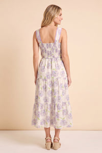 Contrast Piped Soft Floral Tank Dress