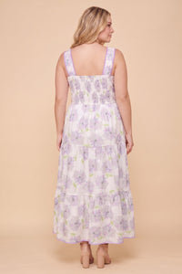 Contrast Piped Soft Floral Tank Dress