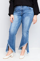 N2100 LIGHT DENIM Womens Frayed Distressed Denim Flare Jeans Full Body