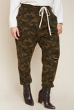 H5759 Camo Womens Distressed Camo French Terry Joggers Front