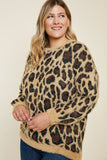 H8019 Ivory Womens Leopard Mohair Pull Over Sweater Top Detail