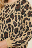 H8019 Ivory Womens Leopard Mohair Pull Over Sweater Top Back