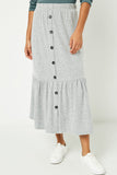 Plus Brushed Knit Button Down Skirt Whole Body
