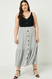 HJ3093 Heather Grey Womens Brushed Knit Button Down Skirt Full Body