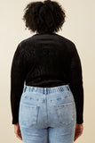 HK1353 BLACK Womens Brushed Lurex Square Neck Long Sleeve Bodysuit Detail