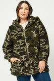 HY1239 Camo Womens Soft Fleece Hooded Camo Jacket Front
