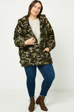 HY1239 Camo Womens Soft Fleece Hooded Camo Jacket Whole Body
