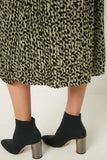 Plus Leopard Print Pleated Midi Skirt Side