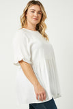 HY2509 Mint Womens Ruffle Sleeve Button Back Peplum Top Front